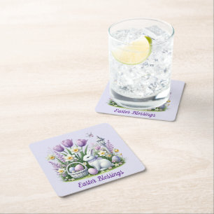 Easter Wishes Square Paper Coaster