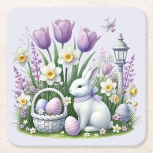 Easter Wishes Square Paper Coaster