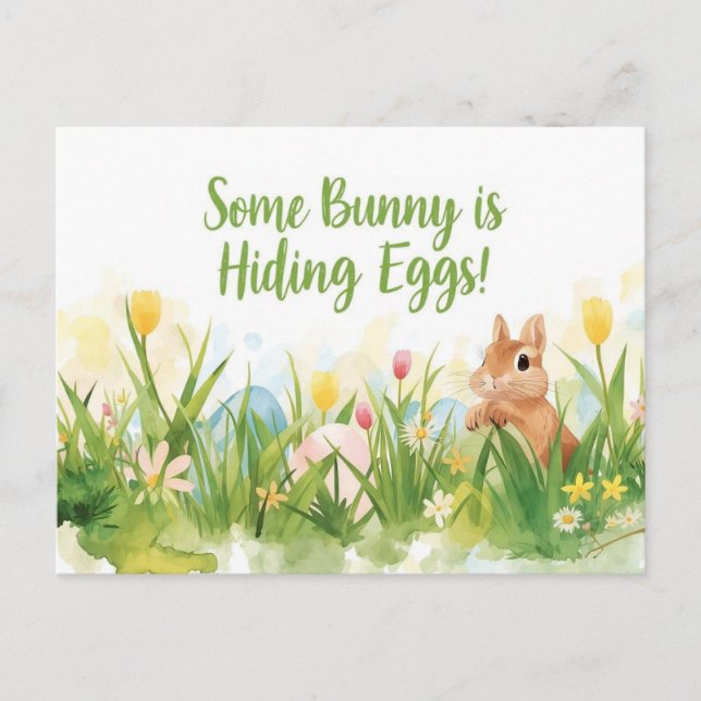 Easter with Bunny  easter eggs Party invitation  (Front)