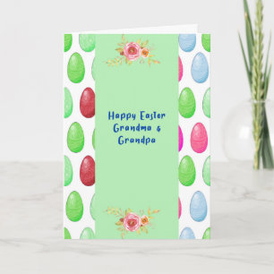 Easter with Colourful Eggs for Grandma & Grandpa Card
