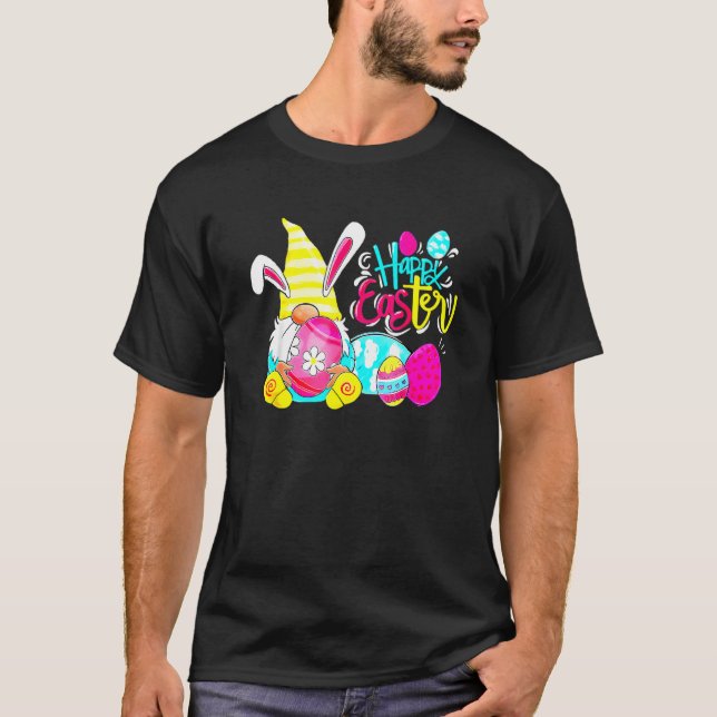 Easter With My Gnomies Bunny Ears Egg Hunting Happ T-Shirt (Front)
