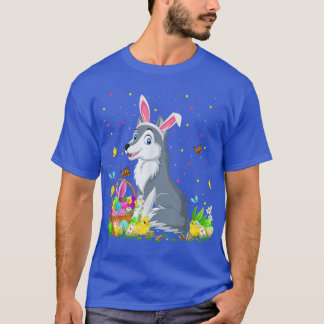 Easter Wolf Bunny Egg Hunting Wolf Easter Sunday  T-Shirt
