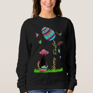 Easter Women Lucky Black Cat Bunny Easter Bonnet G Sweatshirt