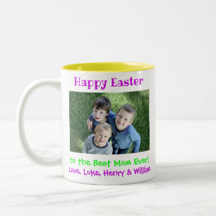 Easter World's Best Mom Ever Kids Photo Two-Tone Coffee Mug