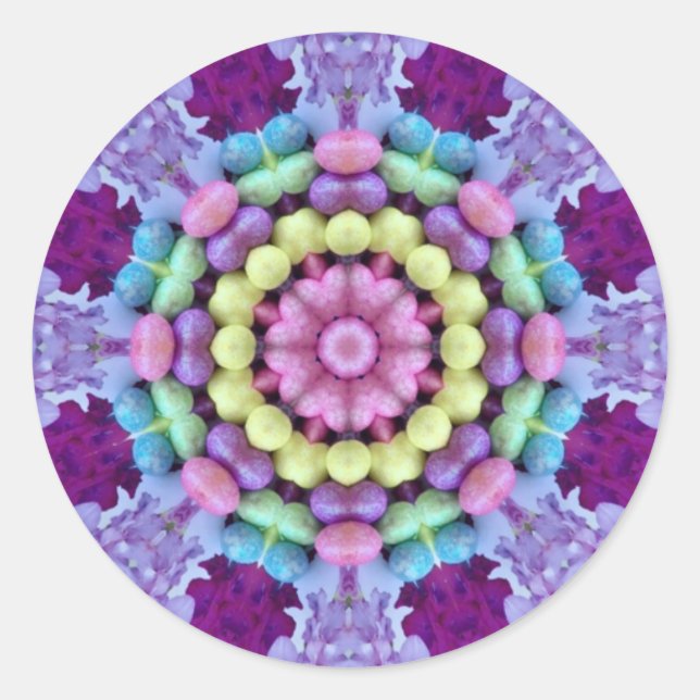 EASTER ~WOW! Multicoloured FLOWERS & EGGS Easter Classic Round Sticker (Front)