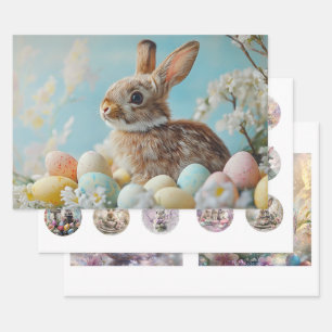 Easter Wrapping Paper Flat Sheet Set of 3
