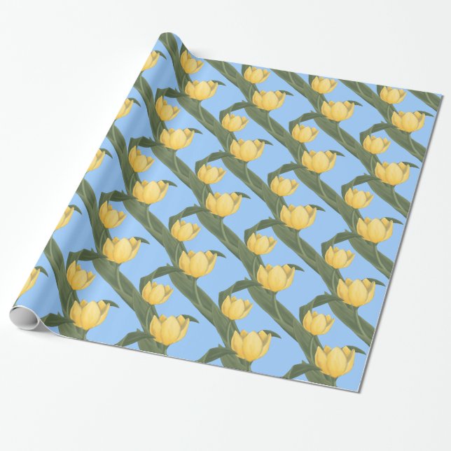 Easter Wrapping Paper Spring Tulips Gift Paper (Unrolled)