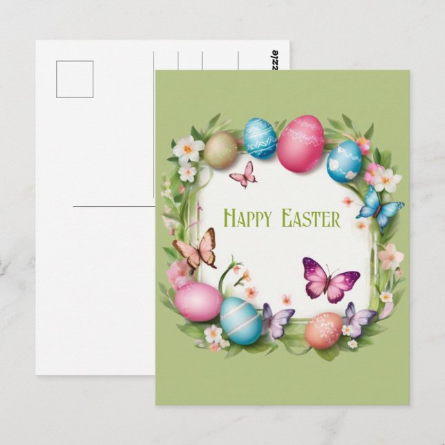 Easter wreath: Happy Easter -  Postcard (Front/Back)
