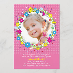 Easter Wreath Photo Birthday Party Invitation