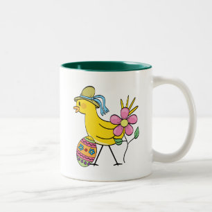 Easter Yellow Bird T-shirts and Gifts Two-Tone Coffee Mug