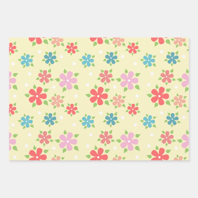 Easter Yellow Floral Wrapping Paper Sheet (Front)
