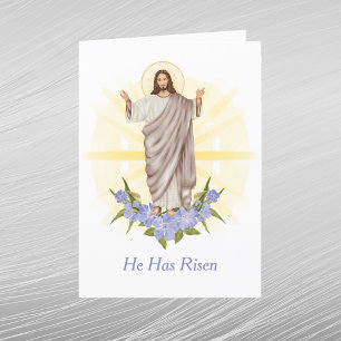 Easter Yellow Jesus Christian Floral Holiday Card