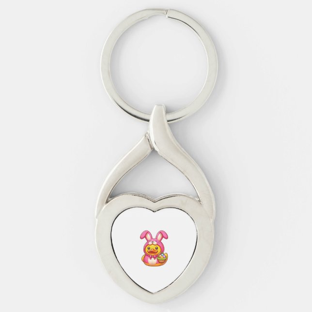Easter Yellow Rubber Duck Cruise Ship Cruising Duc Keychain (Front)