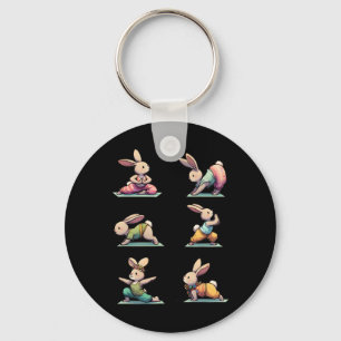 Easter Yoga Bunny Rabbit Spring Celebration Funny Keychain
