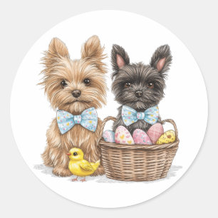 Easter Yorkshire Terrier Dogs Classic Round Sticker
