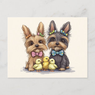 Easter Yorkshire Terrier Dogs Postcard