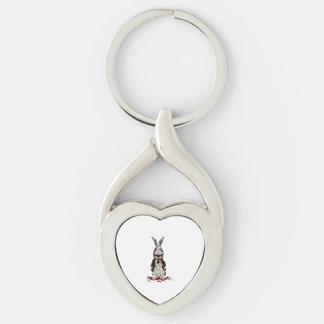Easter Zombie Rabbit Halloween Bunny Keychain (Front)