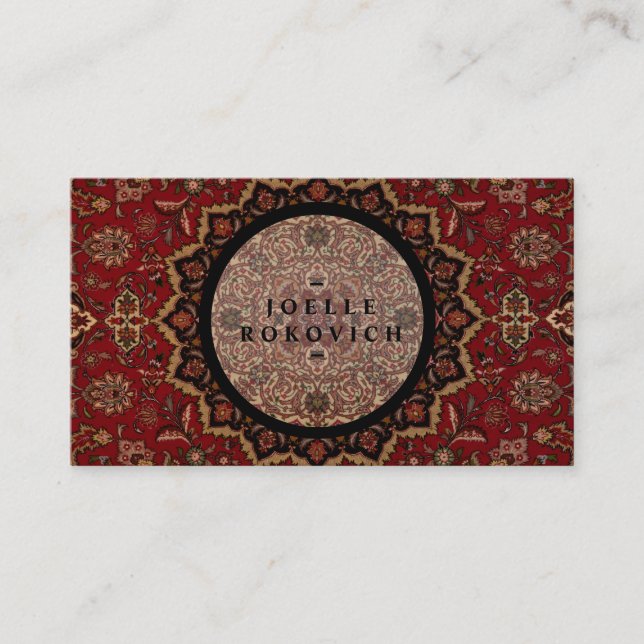 Eastern Accent Vintage Persian Carpet Pattern Business Card (Front)