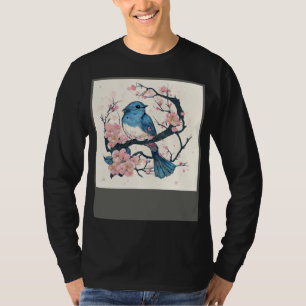 Eastern Blue Bird and Sakura Blossom Branch T-Shirt