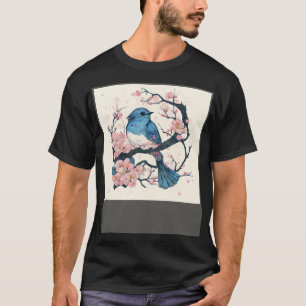Eastern Blue Bird and Sakura Blossom Branch T-Shirt