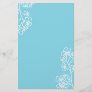 Eastern Blue Modern Floral Wedding Stationery