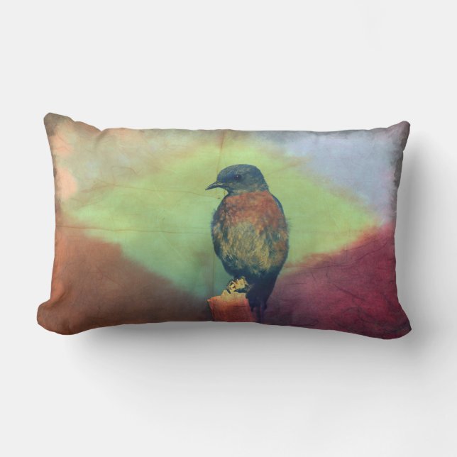 Eastern Bluebird-Colourful Diamond-Outdoor Pillow (Front)