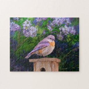 Eastern Bluebird in Snow - Original Photograph Jigsaw Puzzle