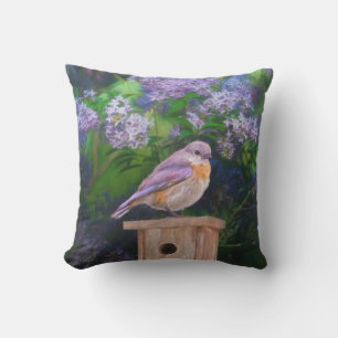Eastern Bluebird in Snow - Original Photograph Outdoor Pillow