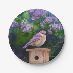 Eastern Bluebird in Snow - Original Photograph Paper Plate