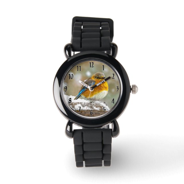Eastern Bluebird in Snow - Original Photograph Watch (Front)