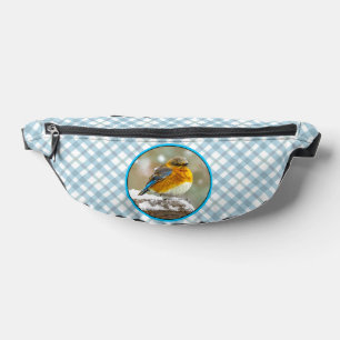 Eastern Bluebird in Snowstorm Original Photograph Fanny Pack