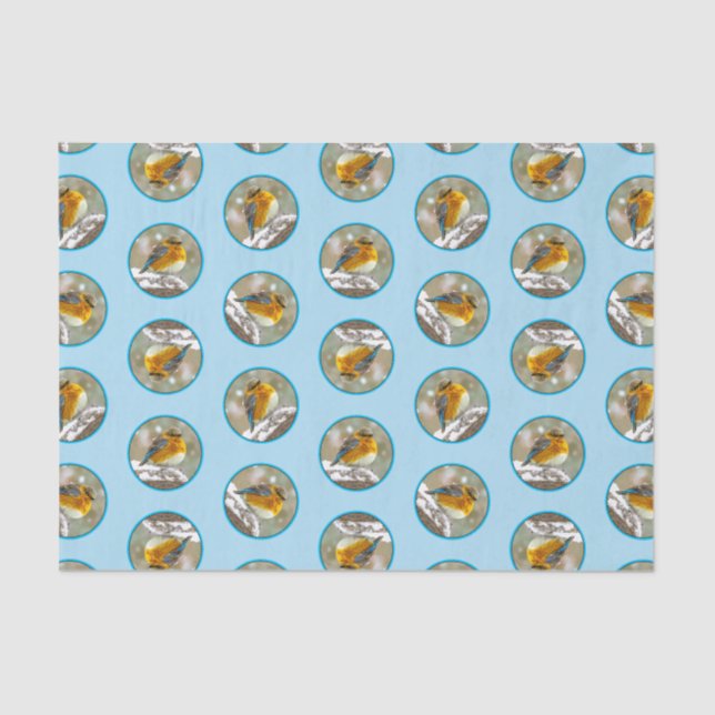 Eastern Bluebird in Snowstorm Original Photograph Tissue Paper (Front)