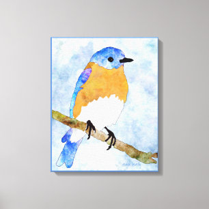 Eastern Bluebird – male - watercolor style canvas