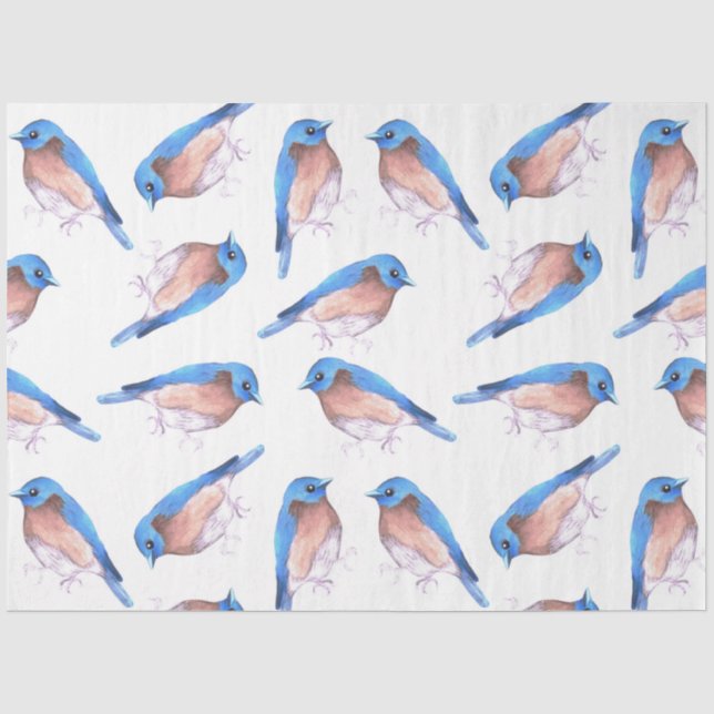 Eastern bluebirds watercolor cute birds tissue paper (Front)