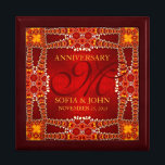 Eastern Bohemian Wedding Anniversary Gift Box<br><div class="desc">Royal Eastern Bohemian inspired design gift box with in deep orange, reds and gold - fully customizable - would suit perfectly for a middle eastern or Indian themes - Exquisite and elegant custom Wedding, Anniversary or engagement present. Personalize with names, anniversary date and monogram or numbers - made into a...</div>