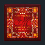 Eastern Bohemian Wedding Anniversary Gift Box<br><div class="desc">Royal Eastern Bohemian inspired design gift box with in deep orange, reds and gold - fully customizable - would suit perfectly for a middle eastern or Indian themes - Exquisite and elegant custom Wedding, Anniversary or engagement present. Personalize with names, anniversary date and monogram or numbers - made into a...</div>