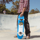 Eastern Box Turtle Bright Blue Personalized Skateboard<br><div class="desc">Add your own name or message to create a personalized gift for your favourite skateboarder. This skateboard features a photo of an eastern box turtle against a bright blue patterned background.</div>