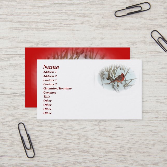 Eastern Cardinal Songbird Business Card (Front/Back In Situ)