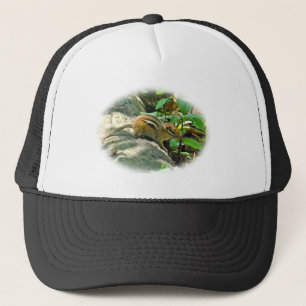 Eastern Chipmunk on Stump Trucker Hat