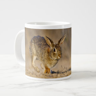 Eastern cottontail rabbit hopping large coffee mug