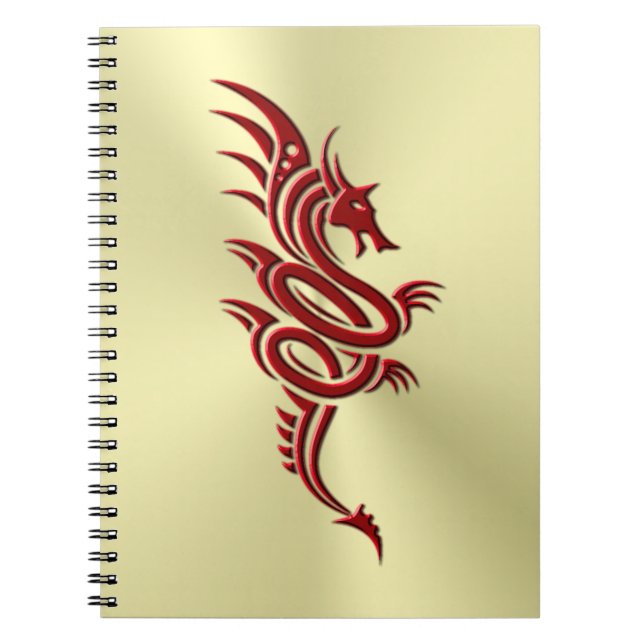 Eastern Crimson Dragon, Embossed-effect on Gold Notebook (Front)