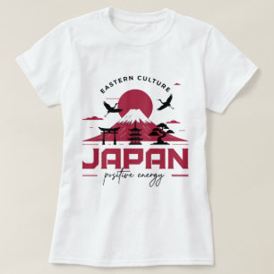 Eastern Culture Japan Mount Fuji & Cranes Positive T-Shirt