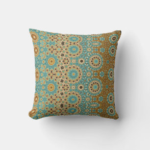 Eastern Design Throw Pillow, in Aqua & Tan Throw Pillow