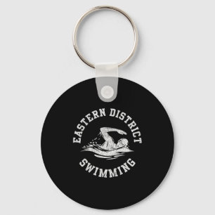 Eastern District Swimming Retro Distressed Swim Te Keychain