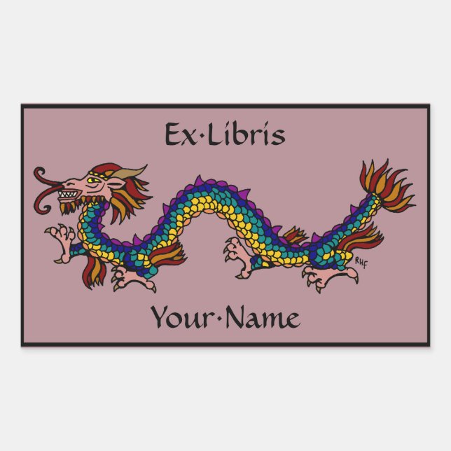 Eastern Dragon Bookplate Sticker (Front)