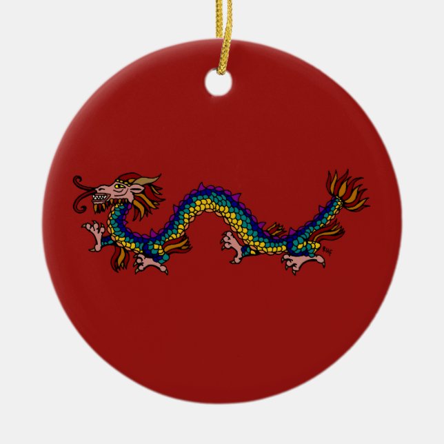 Eastern Dragon Ceramic Ornament (Front)