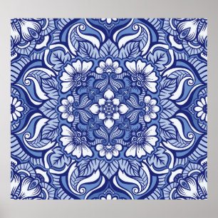 Eastern Ethnic Henna Seamless Pattern Poster