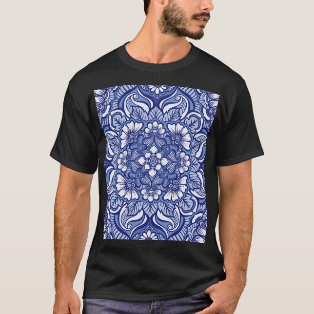 Eastern Ethnic Henna Seamless Pattern T-Shirt (Front)