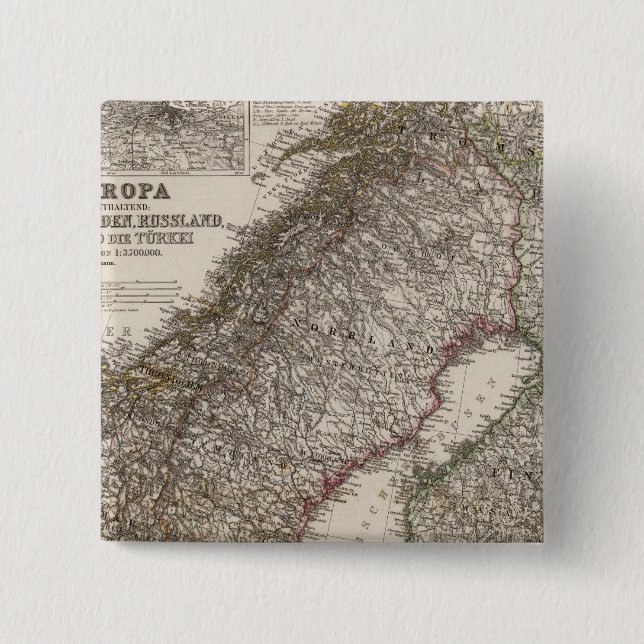 Eastern Europe, Norway 2 Inch Square Button (Front)
