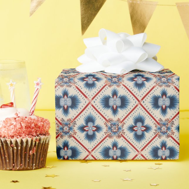 Eastern Folk Diamond Pattern Wrapping Paper (Birthday Party)